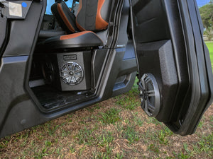 Can Am Defender Limited Lonestar Front door 8 inch enclosures with Rockford Fosgate M1 Marine drivers