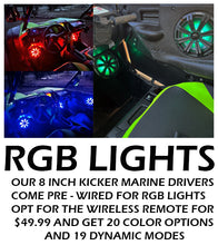 Load image into Gallery viewer, RGB Lights for our Can Am defender front or rear under bench Subwoofer enclosures featuring (2) 12's and (2) 8's
